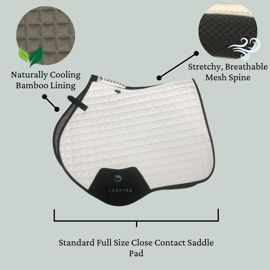 Bamboo Cooling Close Contact Saddle Pad - White